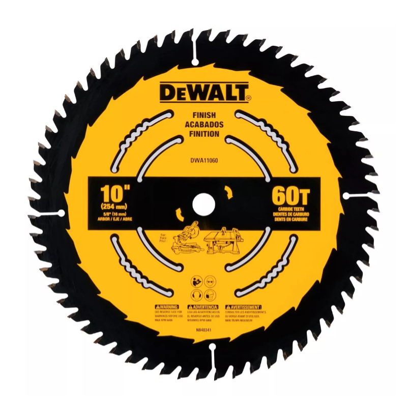 DISCO DE SIERRA DEWALT 10" 60 DIENTES ACABADO FINO DWA11060