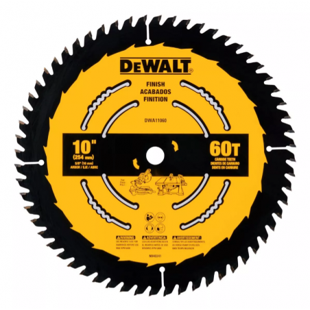 DISCO DE SIERRA DEWALT 10" 60 DIENTES ACABADO FINO DWA11060
