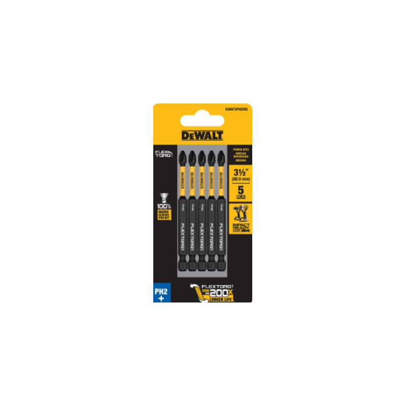 PUNTAS  P/ATORNILLADOR DE IMPACTO DEWALT FLEXTORQ PH2 X 3.1/2" PAQ.X 5UD DWAF2PH2IR5