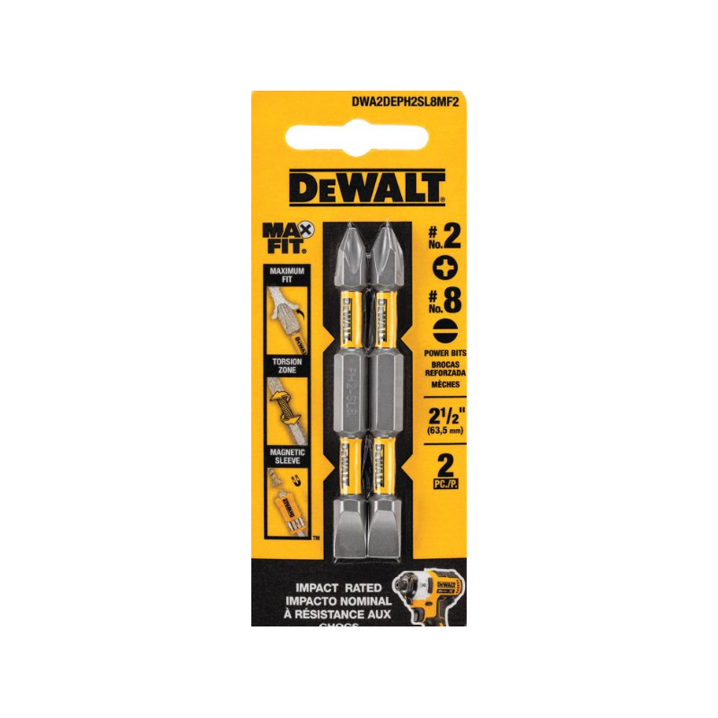 Punta destornillador DEWALT doble punta MaxFit Phillips/ranurada 2.5" L PH2/SL8