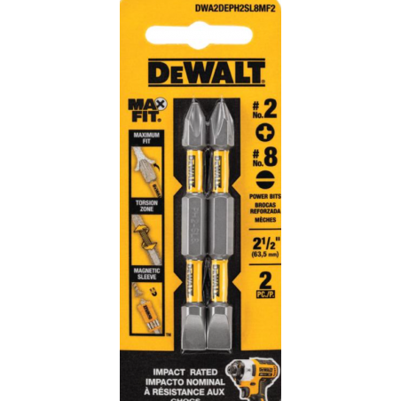 Punta destornillador DEWALT doble punta MaxFit Phillips/ranurada 2.5" L PH2/SL8