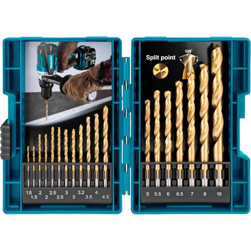 JUEGO DE BROCAS HSS-TIN 18 PZAS.PARA METAL MAKITA D-70471