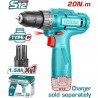 TALADRO INALAMBRICO TOTAL DE 3/8 12V BATERIA 1.5Ah TDLI12428