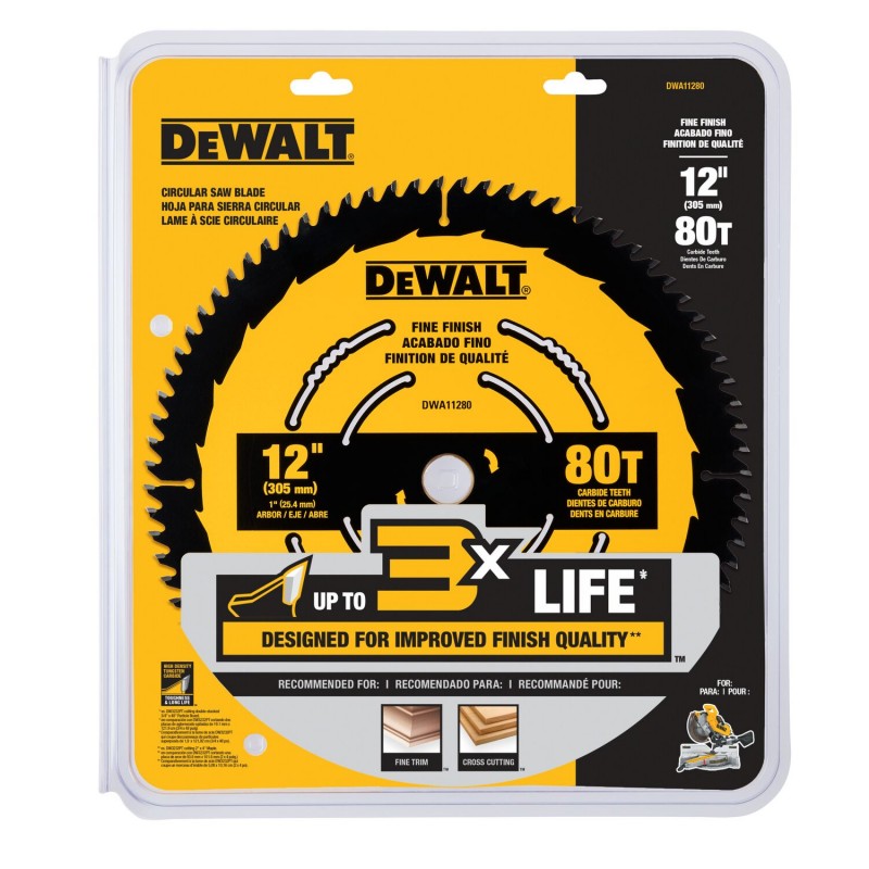 DISCO DE SIERRA DEWALT 12" 80 DIENTES ACABADO FINO DWA11280