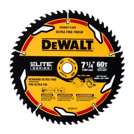 DISCO SIERRA DEWALT 7-1/4 60 DIENTES ELITE SERIES DWAW71460