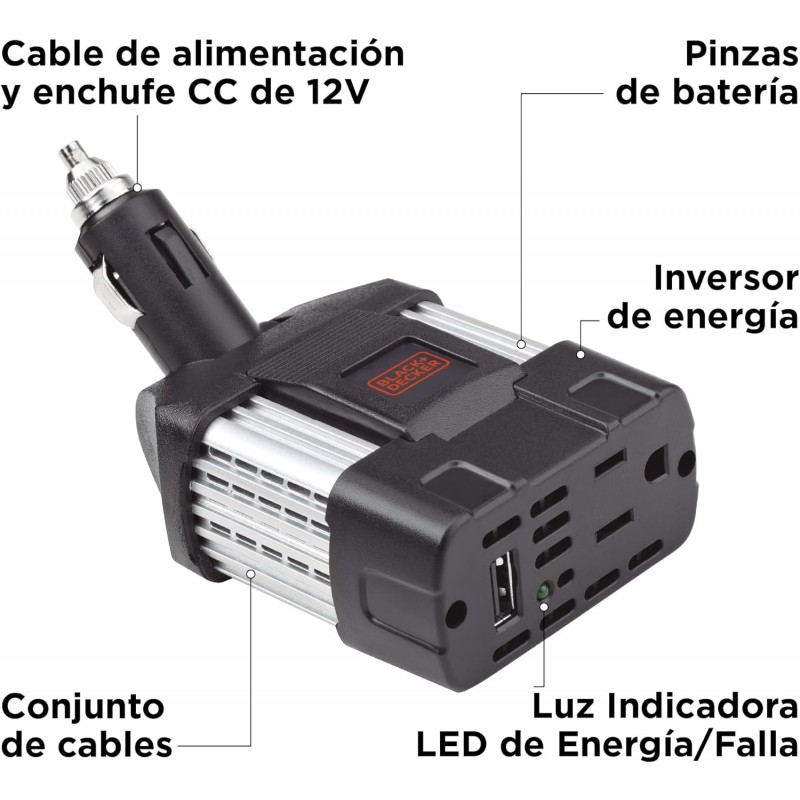 CONVERTIDOR DE CORRIENTE CARRO BLACK & DECKER PI100AB-B3