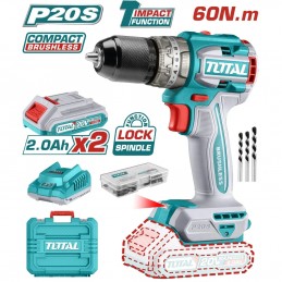 TALADRO INALAMBRICO TOTAL 1/2 20V BATERIA 47 PZS UTIDLI20602