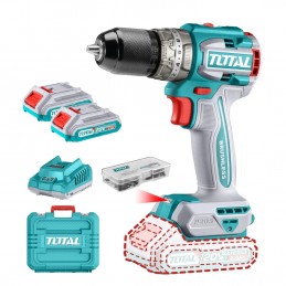 TALADRO INALAMBRICO TOTAL 1/2 20V BATERIA 47 PZS UTIDLI20602