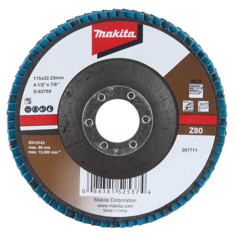 DISCO FLAP MAKITA ZIRCONIA STANDARD 4-1/2 GRANO Z80 D63769