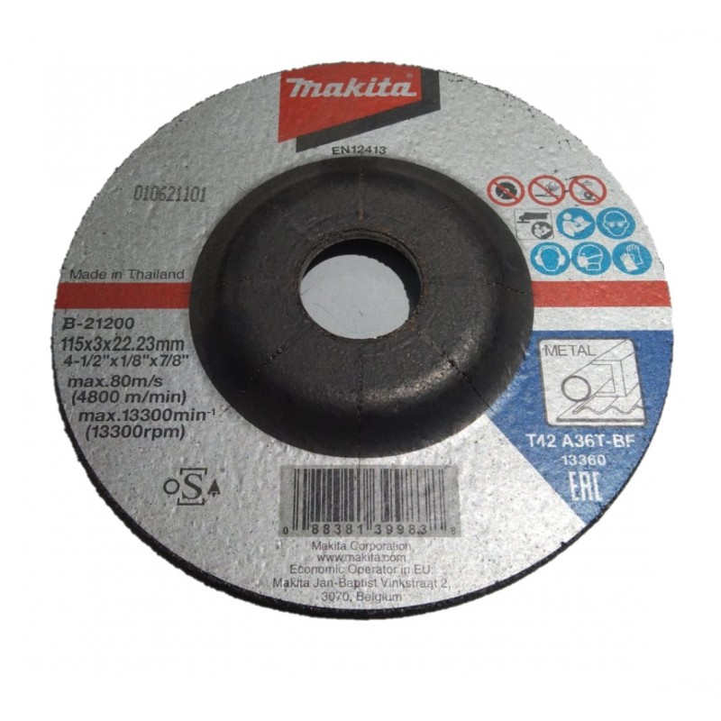 DISCO ABRASIVO MAKITA PARA CORTE METAL 4-1/2" A36T B-21200
