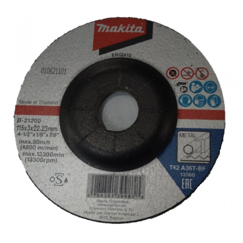 DISCO ABRASIVO MAKITA PARA CORTE METAL 4-1/2" A36T B-21200