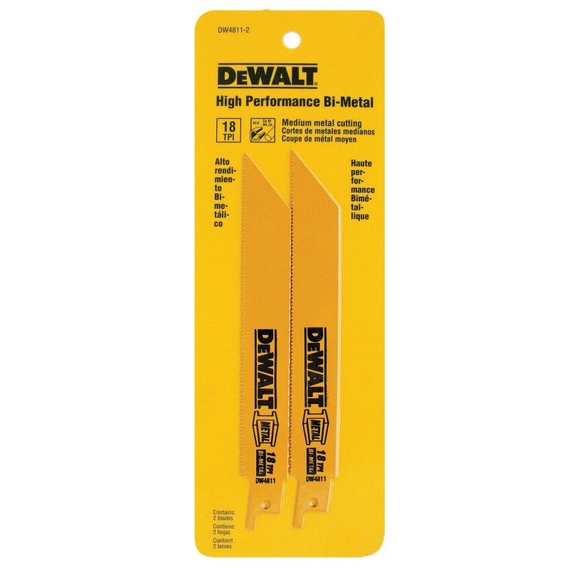 HOJA P/SIERRA SABLE DEWALT 6 PULG. 18 TPI X 2 UDS
