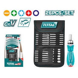 JGO DESTORNILLADOR Y RACHET X 18 PZS INTERCAMBIABLES TACSD30266