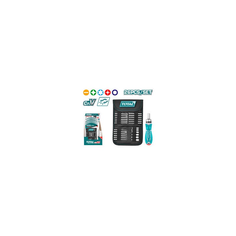 JGO DESTORNILLADOR Y RACHET X 18 PZS INTERCAMBIABLES TACSD30266