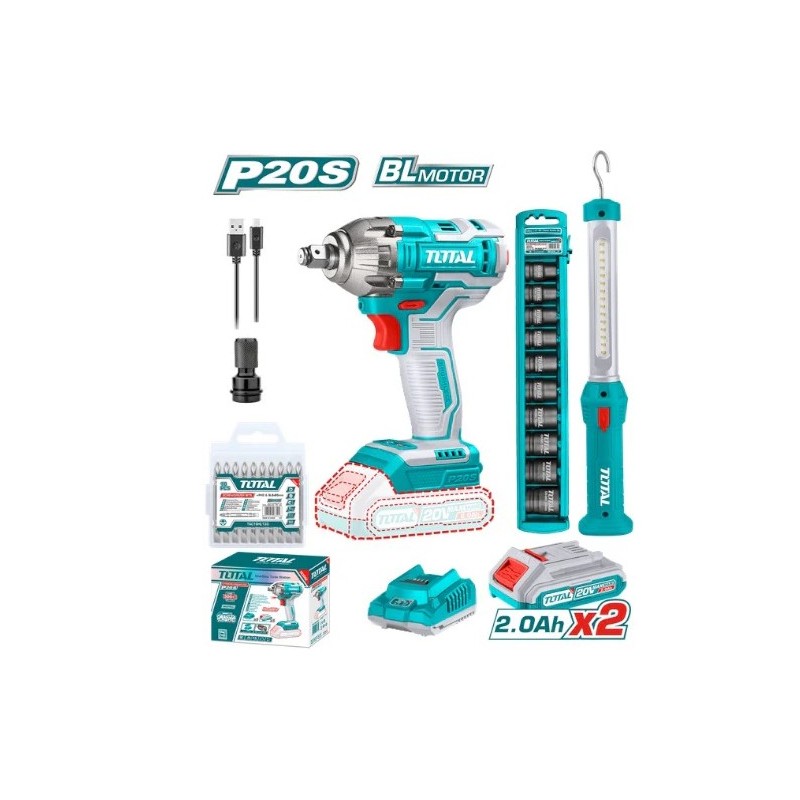 COMBO LLAVE IMPACTO 20V (1/2") BL TOTAL UTOSLI231004