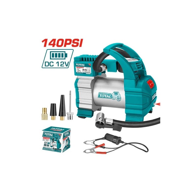 COMPRESOR MINI 12V 140PSI PARA CARRO TOTAL TTAC1406