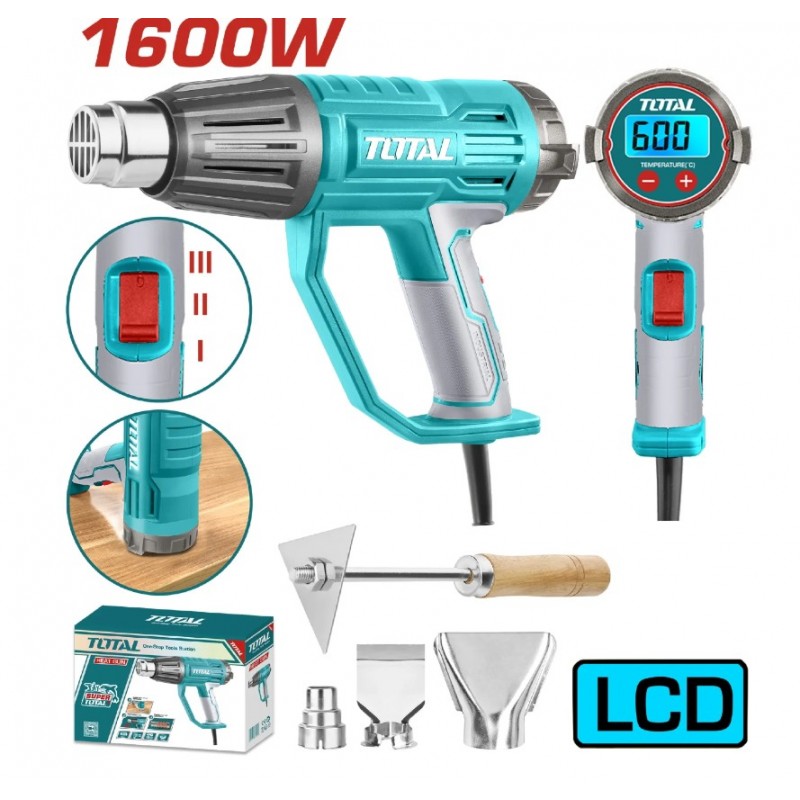 Pistola De Calor 1600W 50-600°C Pantalla LCD TOTAL UTB16056