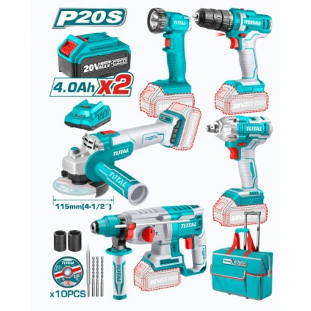 Combo Total 20V Taladro Llave Impacto Rotomartillo Pulidora