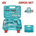 ATORNILLADOR INALAMBRICO 4V Y SET HERRAMIENTAS 37 PIEZAS
