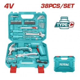 ATORNILLADOR INALAMBRICO 4V Y SET HERRAMIENTAS 37 PIEZAS