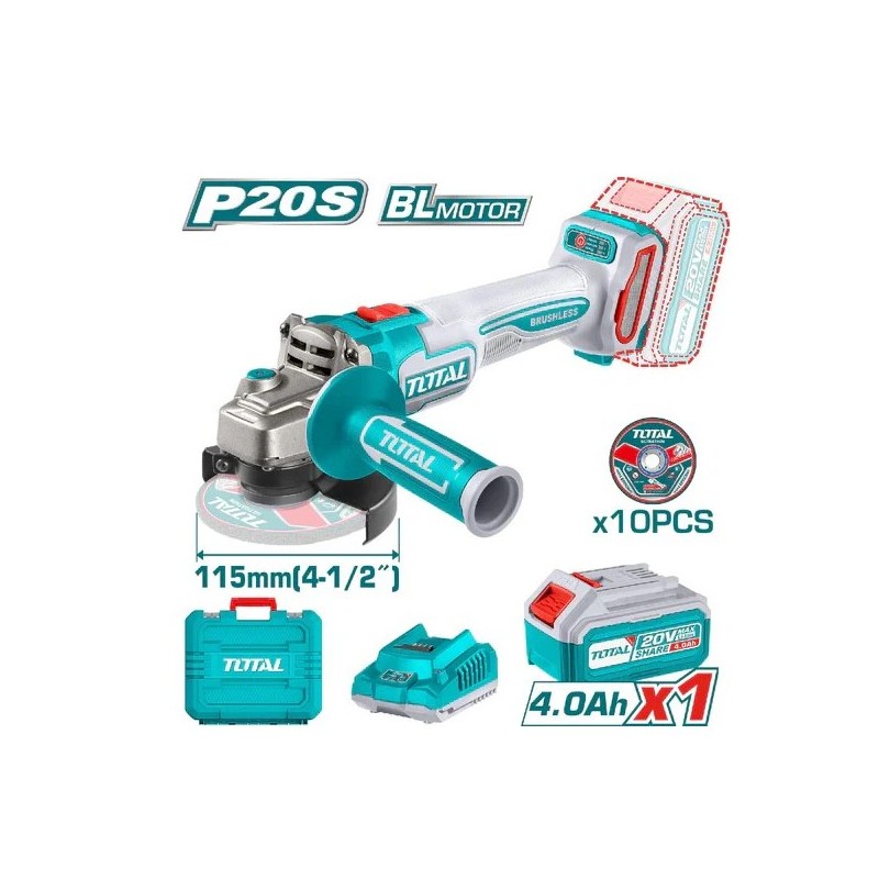 Pulidora Inalámbrica TOTAL 20V 3000/6000/9000 rpm 4 1/2″  UTAGLI211541