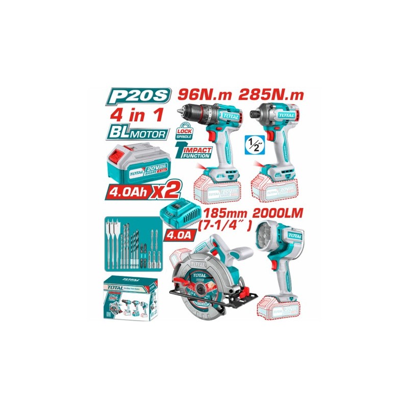 COMBO TOTAL TALADRO+ATORNILLADOR+SIERRA+LAMPARA UTOSLI241297