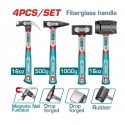 Juego de Martillos TOTAL Fibra Vidrio Set 4 Pzs. THCH6004