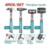 Juego de Martillos TOTAL Fibra Vidrio Set 4 Pzs. THCH6004