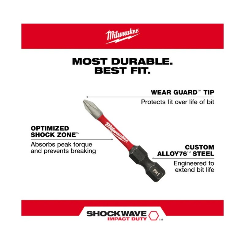 Juego Puntas Milwaukee SHOCKWAVE™ Impact Duty™ 54 Pzs