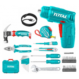 ATORNILLADOR INALAMBRICO 4V Y SET HERRAMIENTAS 37 PIEZAS