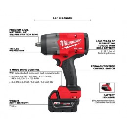 Llave de Impacto Milwaukee Alto Torque M18 1/2" 2967-21B