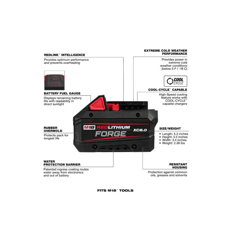 Batería Milwaukee M18™ REDLITHIUM™ FORGE™ XC8.0 48-11-1881