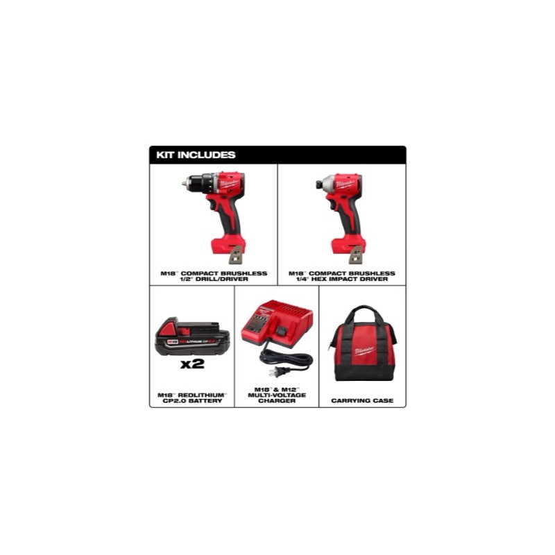 Combo BL Milwaukee Taladro/Atornillador Impacto M18 3610-22CT