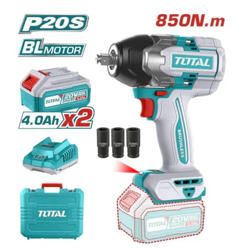 PISTOLA DE IMPACTO INAL 1/2" 20V 850 N.M + 2 BAT + CARG TOTAL UTIWLI2085