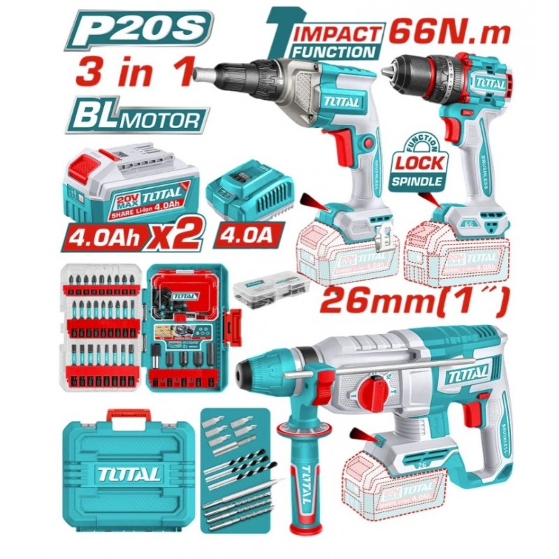 COMBO TOTAL TALADRO+ATORNILLADOR+ROTOMARTILLO UTOSLI250591