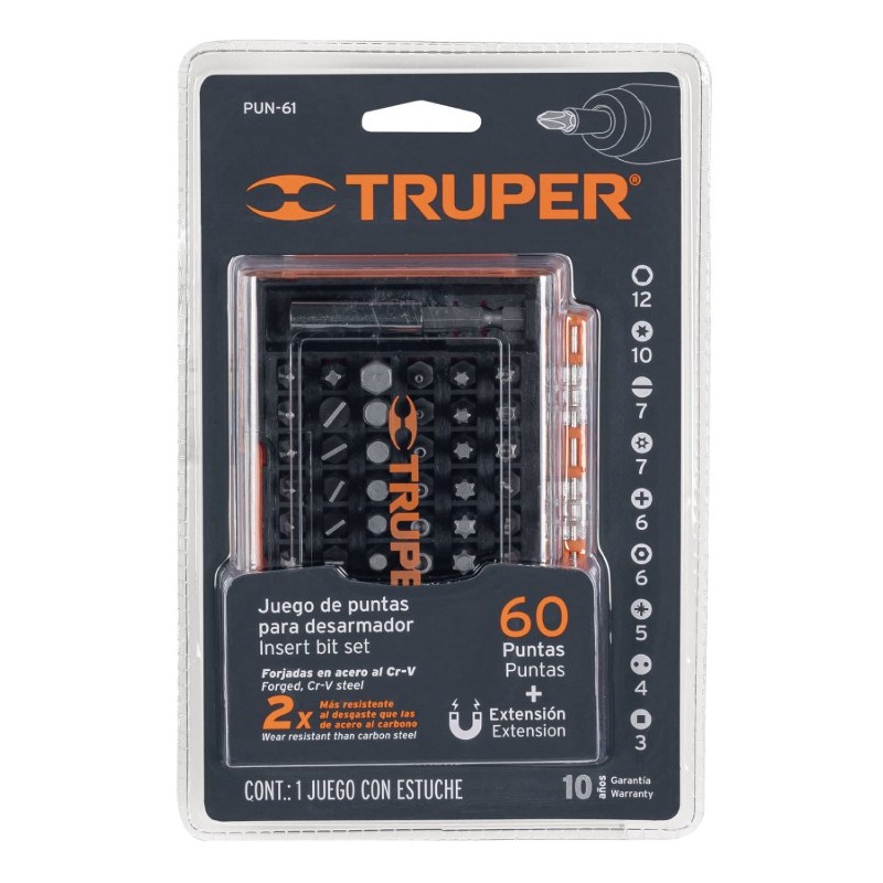 JUEGO DE 61 PUNTAS LARGO 1PULG TRUPER PUN-61