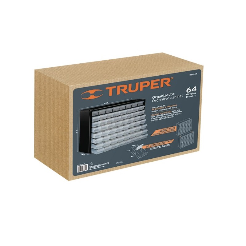 ORGANIZADOR CON 64 COMPARTIMIENTOS TRUPER ORG-64