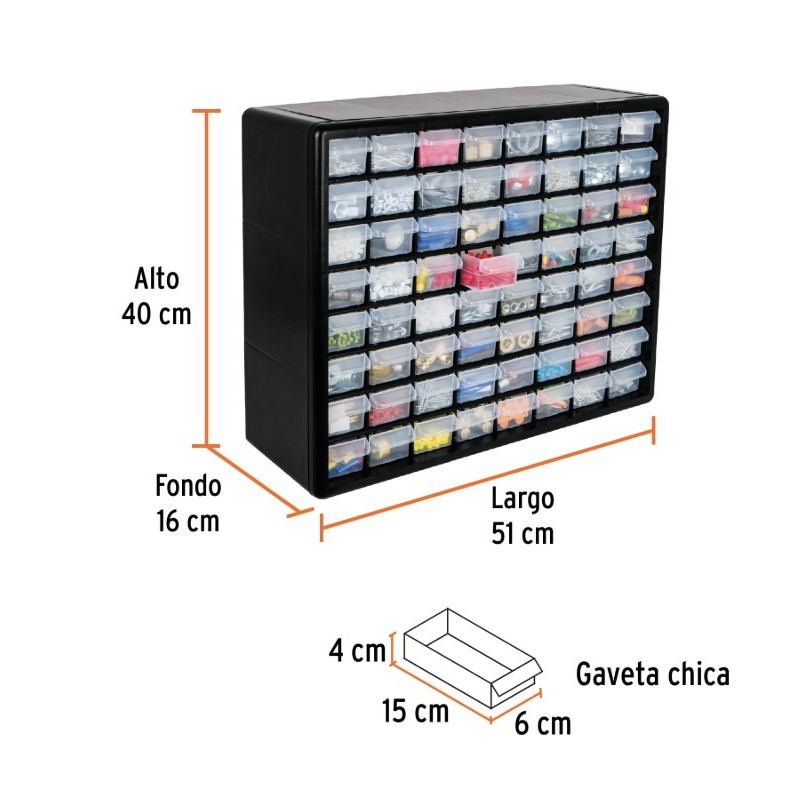 ORGANIZADOR CON 64 COMPARTIMIENTOS TRUPER ORG-64