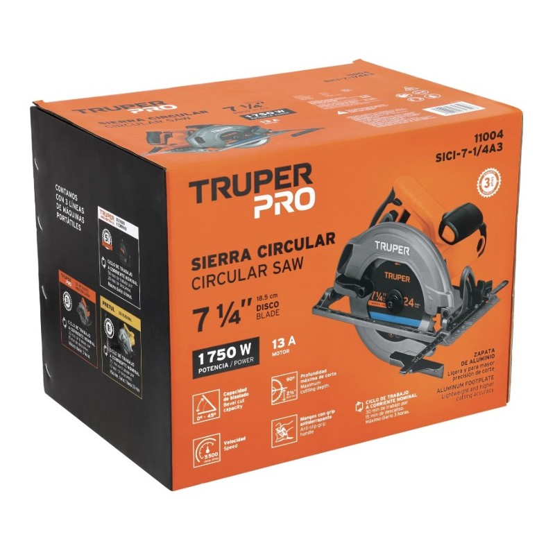 SIERRA CIRCULAR 7-1/4 Pulg. TRUPER PRO SICI-7-1/4A3