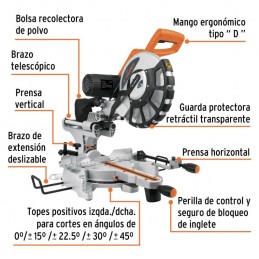 SIERRA DE INGLETE 12" 2000 W TELESCÓPICA COMPUESTA SINCO-12X