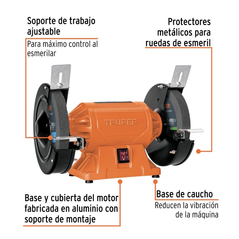 ESMERIL DE BANCO DE 8 PULG. DE 3/4 HP (560 W) TRUPER EBA-8