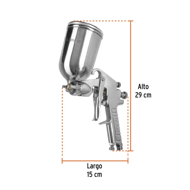 PISTOLA PARA PINTAR LVMP VASO ALUMINIO, 2 MM, TRUPER PIPI-422