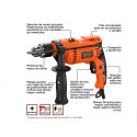 TALADRO PERCUTOR BLACK DECKER 1/2 650W 3000 RPM BED713650-B3