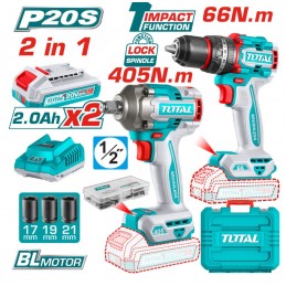 COMBO INALAMBRICO TALADRO+LLAVE IMPACTO 1/2" 20V UTCKLI20286