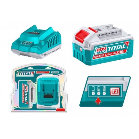 KIT BATERIA 4.0AH+CARGADOR DE 20V TOTAL UTFBCPK1012