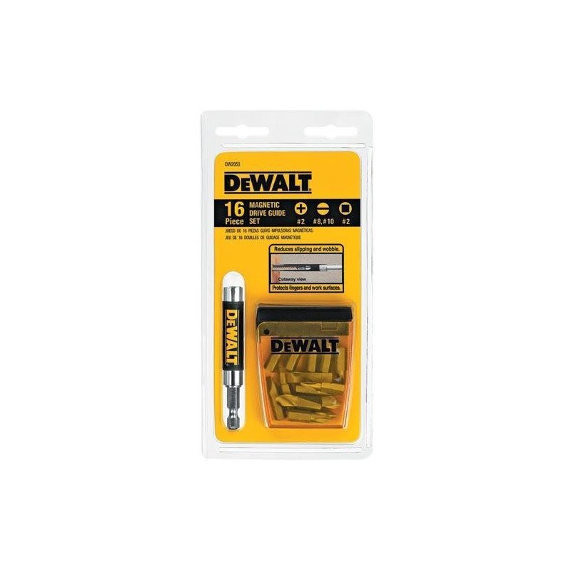 JUEGO DEWALT 16 PZS GUIA  IMPULSORA MAGNETICA DW2053