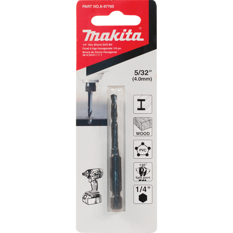 BROCA HSS-G ZANCO HEX 1/4 P/METAL MAKITA A-97760