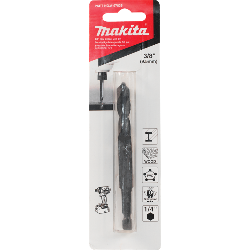 BROCA HSS-G ZANCO HEX 1/4 PULG MAKITA P/METAL A-97385