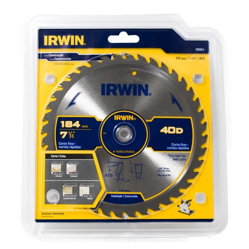 DISCO PARA SIERRA CT 7 1/4 X 40 DIENTES IRWIN 15230LA