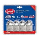 CANDADO CORTO LLAVE ESTÁNDAR 4 PIEZAS 38MM LOCK L22S384
